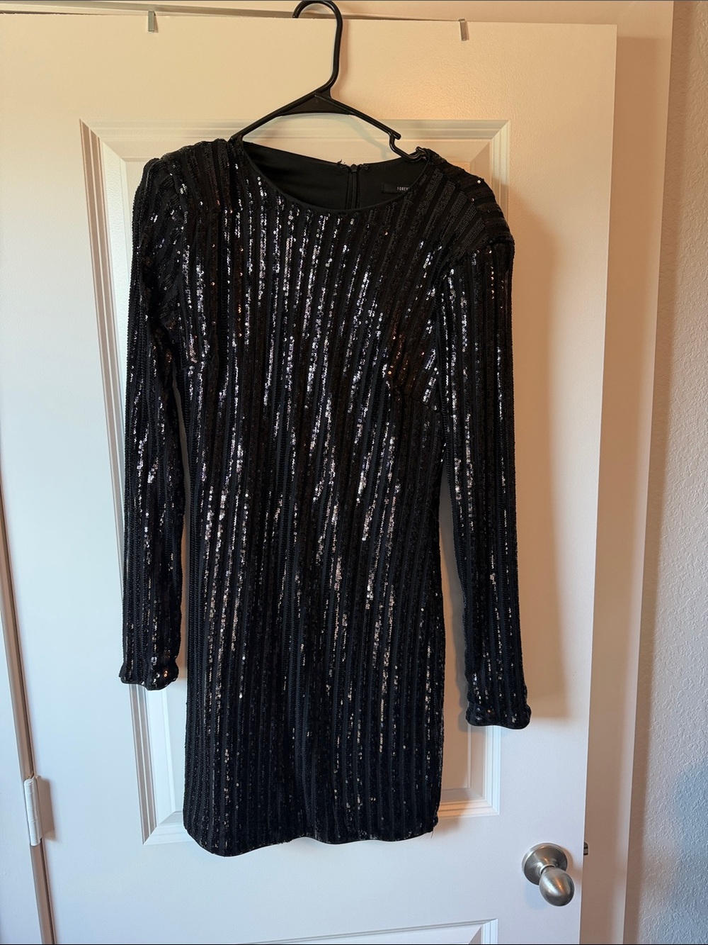 Forever 21 Black Sequin Mini Dress with Long Sleeves